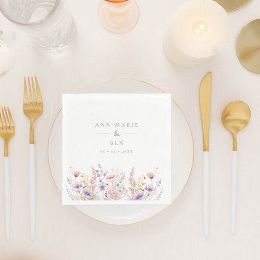 春薄紫結婚ワイルドフラワー スタンダードランチョンナプキン