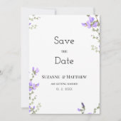 春薄紫緑の野草園日付を保存 招待状 (正面)