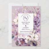春薄紫開花ロマンチックフローラお祝い 招待状 (正面)