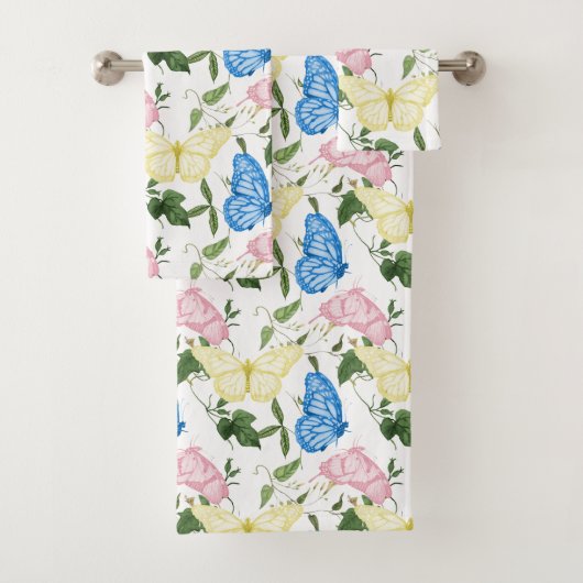 春蝶パターン牧草地自然 バスタオルセット (インサイチュ)