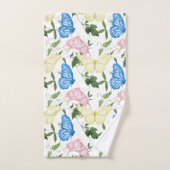 春蝶パターン牧草地自然 バスタオルセット (ハンドタオル)