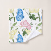 春蝶パターン牧草地自然 バスタオルセット (ウォッシュタオル)