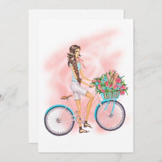 春誕生日パーティーへの招待 招待状 (正面/裏面)