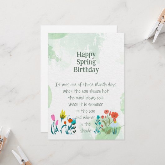 春誕生日引用文詩篇チャールズディケンズ カード (正面/裏面インサイチュ)