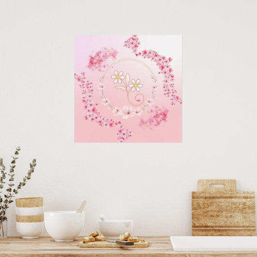 春賛美・ピンク・フローラ・アート ポスター (キッチン)