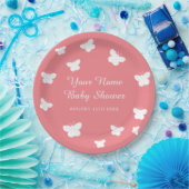 春赤ちゃんシャワーパーティーコーラルピンク蝶 ペーパープレート (パーティー)