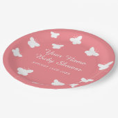 春赤ちゃんシャワーパーティーコーラルピンク蝶 ペーパープレート (アングル)