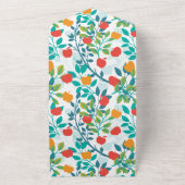 春赤と緑の色アップルフルーツパターン オールインワン招待状 (外側)