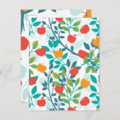 春赤と緑の色アップルフルーツパターン ポストカード (正面/裏面)