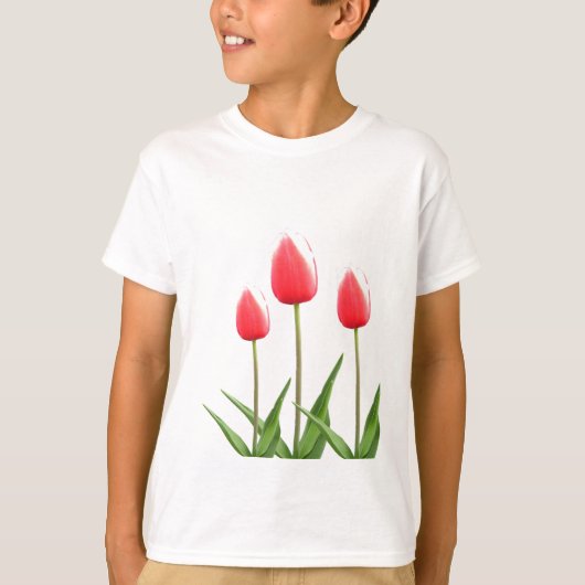 春赤チューリップ花 Tシャツ (正面)