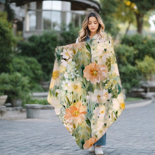 春赤面とピーチウォーター色フローラ植物学 フリースブランケット