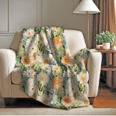 春赤面とピーチウォーター色フローラ植物学 フリースブランケット