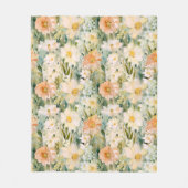 春赤面とピーチウォーター色フローラ植物学 フリースブランケット (正面)