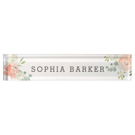 春赤面とピーチウォーター色花模様事務所 デスクネームプレート (正面)