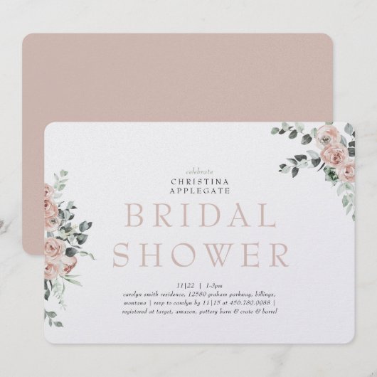 春赤面バラ丸ブライダルシャワー 招待状 (正面/裏面)