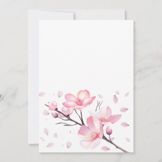 春赤面ピンクさくらんぼブロッサム桜誕生日 招待状 (裏面)