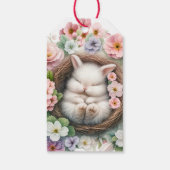 春赤面ピンクフローラバニーベビーガールシャワー ギフトタグ (裏面)