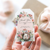 春赤面ピンクフローラバニーベビーガールシャワー ギフトタグ