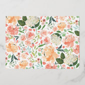 春赤面ピーチウォーターカラーフローラブライダルブランチ 箔招待状 (裏面)