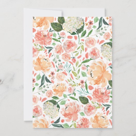 春赤面ピーチウォーターカラーフローラ結婚ズ 招待状 (裏面)