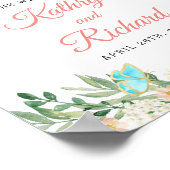 春赤面ピーチウォーターカラー結婚フローラの標識 ポスター (角)