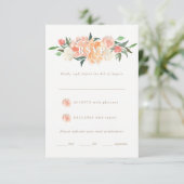 春赤面ピーチウォーター色フローラウェディングRSVP 出欠カード (スタンド正面)