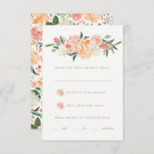 春赤面ピーチウォーター色フローラウェディングRSVP 出欠カード (正面/裏面)