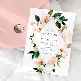 春赤面フローラ結婚フレーム 招待状