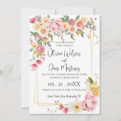 春赤面フローラ金ゴールドフレーム結婚式招待状 招待状 (正面)