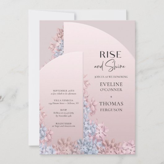 春赤面フローラbohoアーチフレームの上昇と輝き 招待状 (正面)