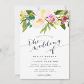 春赤面水彩フローラ結婚式招待状 招待状 (正面)
