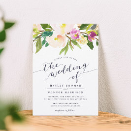 春赤面水彩フローラ結婚式招待状 招待状