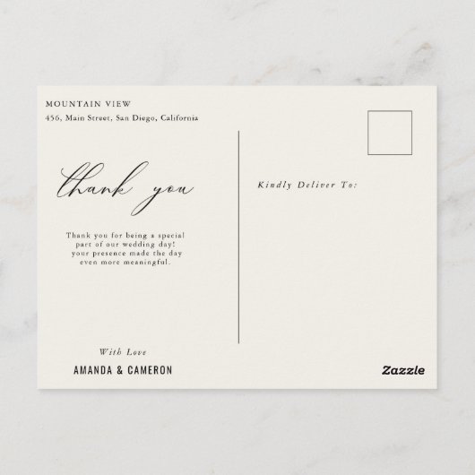 春野生の花の結婚牧草地ありがとう ポストカード (裏面)