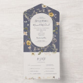 春野草 |ほこりっぽい紫色のシールと送信 オールインワン招待状 (内側)