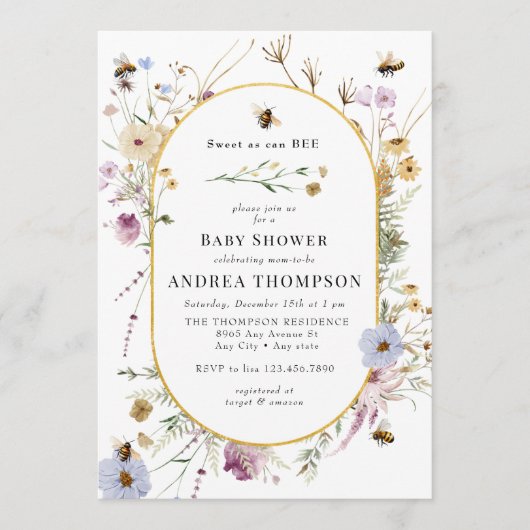 春野草 | Bee Baby Shower 招待状 (正面)