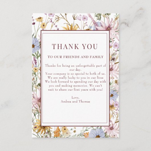 春野草 | Boho Chic 結婚's |ありがとうございます エンクロージャーカード (正面)