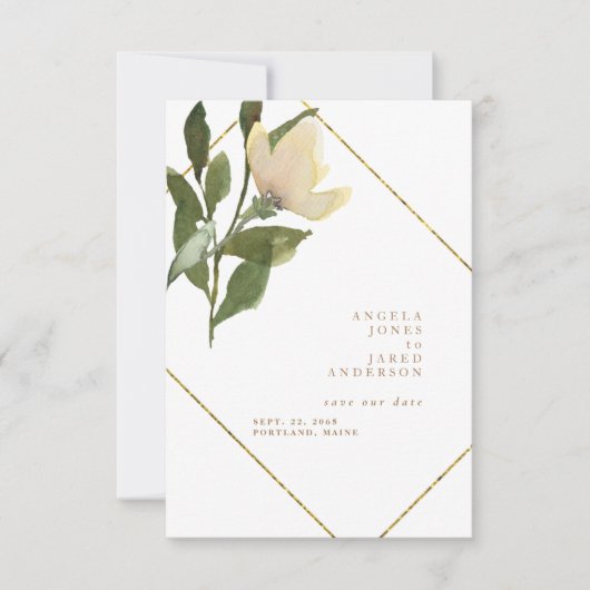 春金ゴールドと白シンプル救の日付 セーブザデート (正面)