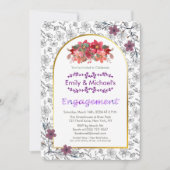 春金ゴールドはっきりしたフローラ開花婚約パーティ 招待状 (正面)