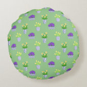 春開花イン青と白ポットアクセント枕 ラウンドクッション (裏面)