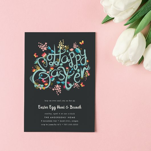 春開花イースター招待状 招待状
