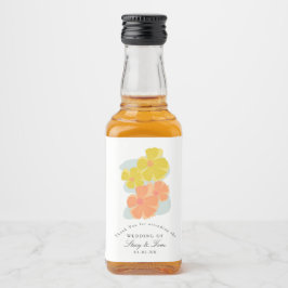 春開花コスモスハンドドロー結婚ズ リキュールボトルラベル