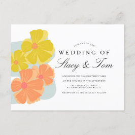 春開花コスモスハンドドロー結婚式招待状 ポストカード