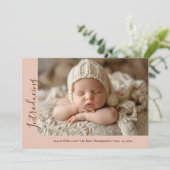 春開花ピンクフローラスウィートベビーガール誕生アン 案内状 (スタンド正面)