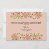 春開花ピンクフローラスウィートベビーガール誕生アン 案内状 (裏面)