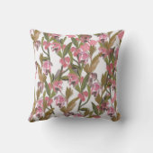 春開花フローラデザインinピンク，オリーブグリーン クッション (裏面)
