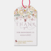 春開花ワイルドフラワーパープルガールベビーシャワー ギフトタグ (正面)