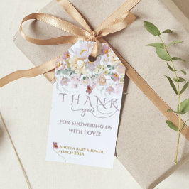 春開花ワイルドフラワーパープルガールベビーシャワー ギフトタグ