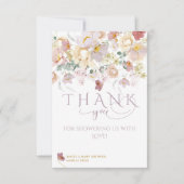 春開花ワイルドフラワーパープルガールベビーシャワー サンキューカード (正面)