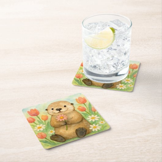 春開花付き スクエアペーパーコースター (インサイチュ)