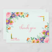 春開花水色ノートカード サンキューカード (正面/裏面)